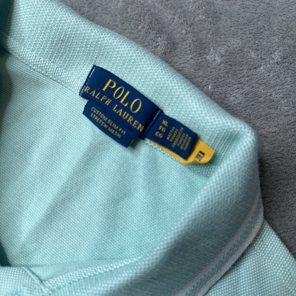 Polo Ralph Lauren Mens Mint Green Custom Slim Fit Short Sleeve Polo Shirt XL - Picture 3 of 7